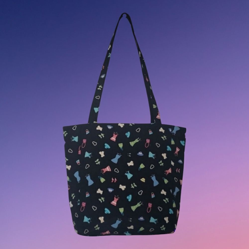 Large Black Fashion Designer Canvas Tote Bag